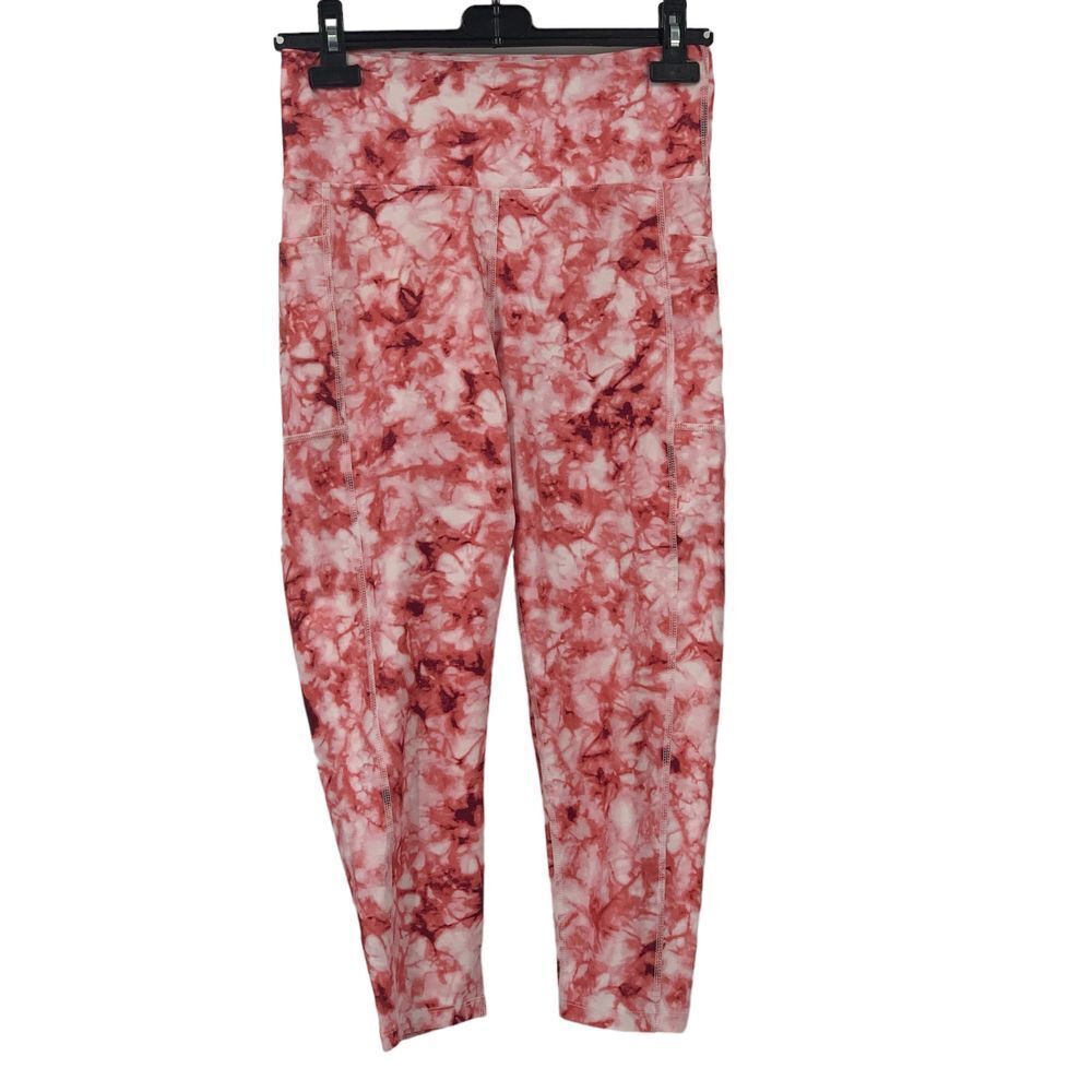 Bally Total Fitness 22in Mid-Calf Capri High Rise Leggings Red/Pink Floral Sz L